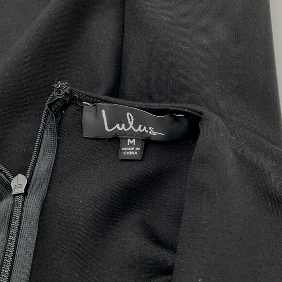 Lulus Cocktail Hour Black Sleeveless Pleated Tulip Hem Mini Dress M - Picture 6 of 8